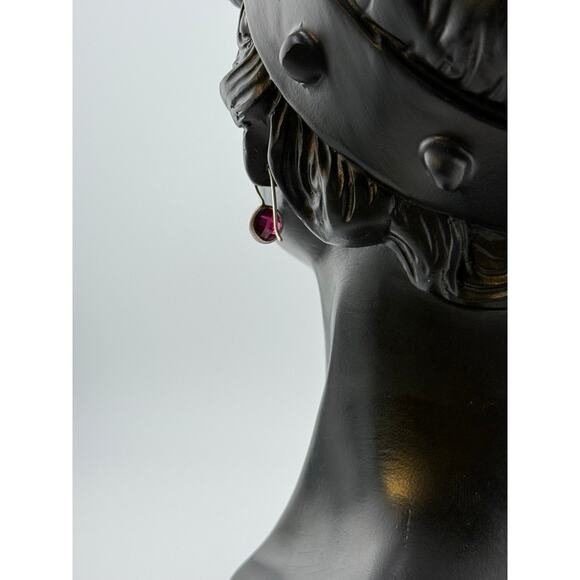 Jane Diaz Small Faceted Red Stone Drops Dangle Earrings - Picture 3 of 3